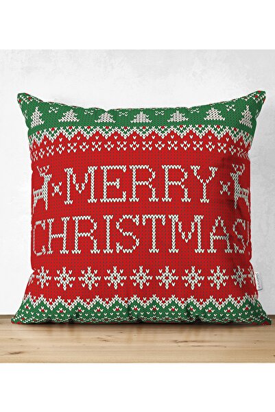 Realhomes غطاء وسادة من جلد الغزال مطبوع رقميًا على الوجهين لعيد الميلاد المجيد