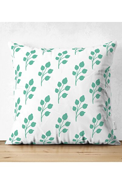 Realhomes غطاء وسادة من جلد الغزال المزخرف على الوجهين باللون الأبيض النعناعي...