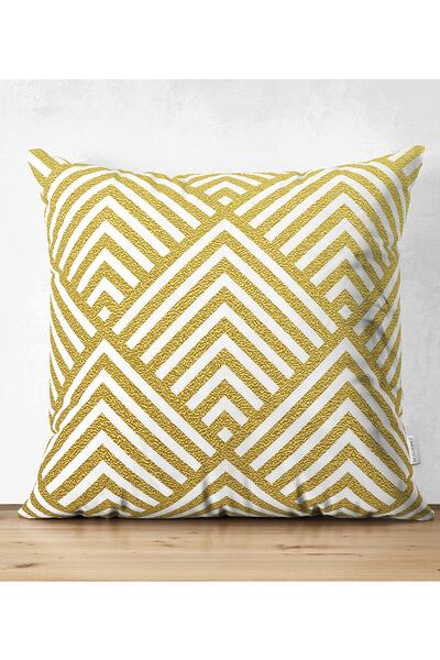 Realhomes Geometrik Altın Kabartma Desenli Çift Taraflı Özel Tasarım Süet Yas...