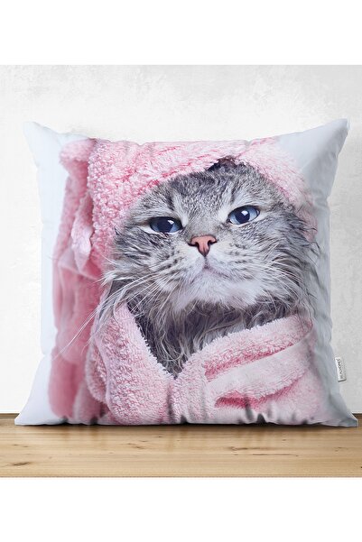 Realhomes غطاء وسادة من جلد الغزال الحديث بنمط قطة مغلف بمناشف مزدوجة الجوانب