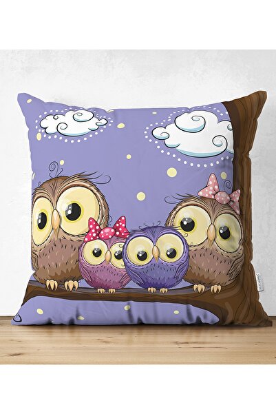 Realhomes غطاء وسادة من جلد الغزال مزخرف بطباعة رقمية على شكل بومة على الوجهين