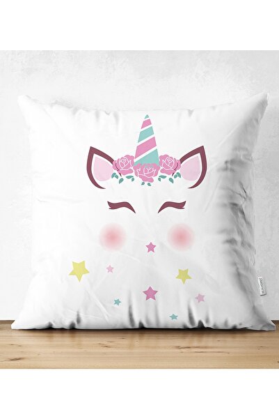 Realhomes Cameră pentru copii albă cu două fețe Unicorm - pernă din piele întoarsă si husa de perna