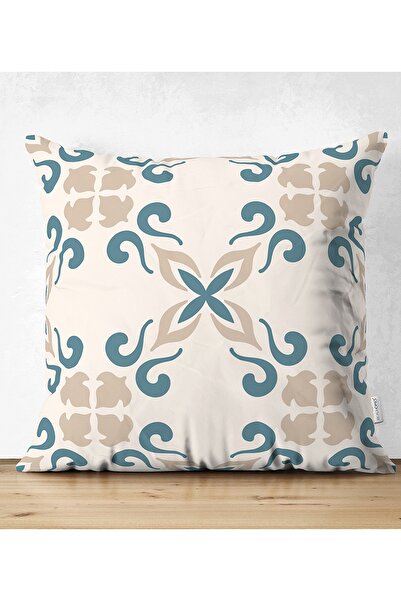 Realhomes Krem Zeminli Çift Taraflı Dijital Baskılı Modern Süet Yastık Kırlen...