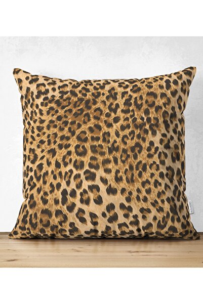Realhomes Çift Taraflı Leopar Desenli Dijital Baskılı Dekoratif Süet Yastık K...
