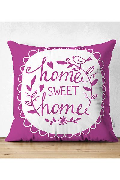 Realhomes Home Sweet Home Husă de pernă decorativă din piele de căprioară, imprimată digitală, cu două fețe