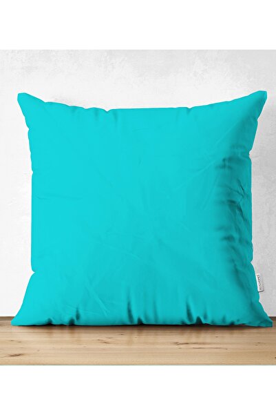 Realhomes غطاء وسادة من جلد الغزال المزخرف مطبوع رقميًا باللون الفيروزي على ا...