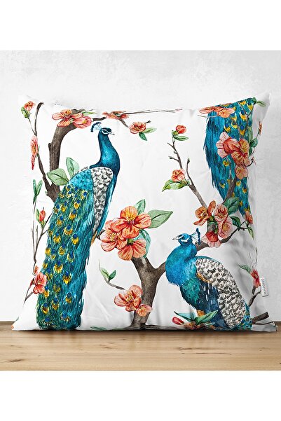 Realhomes Tavuz Kuşu Çift Taraflı Dijital Baskılı Dijital Süet Yastık Kırlent...