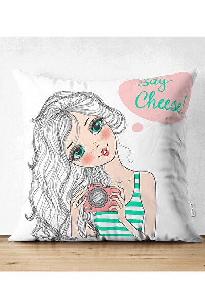 Realhomes Double Sided Fashion Girl Digital Printed Modern Suede Pillow Throw...