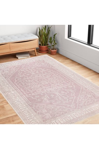 GizHome Attika Kaymaz Tabanlı Halı 80x150 Pembe 50-1870