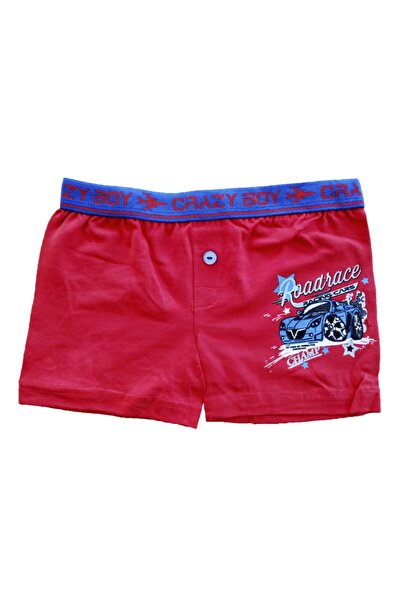 Tutku Erkek Çocuk Mavi Renkli Baskılı Pamuklu Elastan Düğmeli 6lı Paket  Boxer Kilot