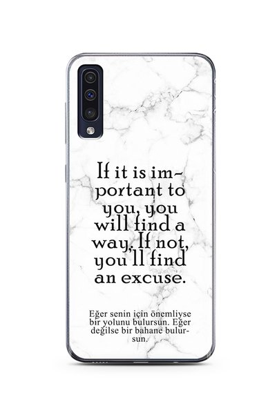 Spoyi Samsung A50 White Marble Promise Design Phone Case