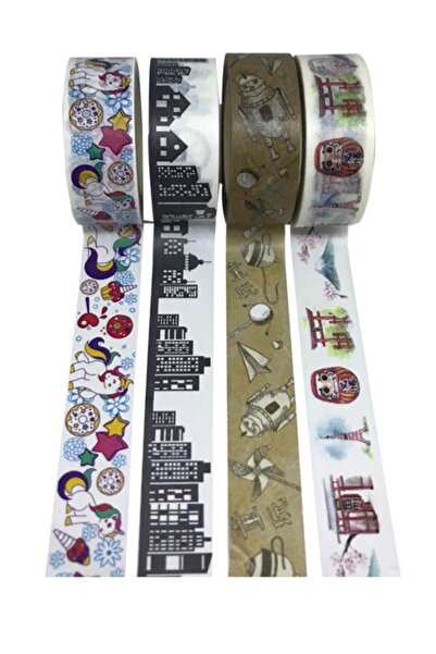 Vox Art Washi Desenli Kağıt Bant Seti 4' lü 1.5 cm X 10 mt (wsb4-4)