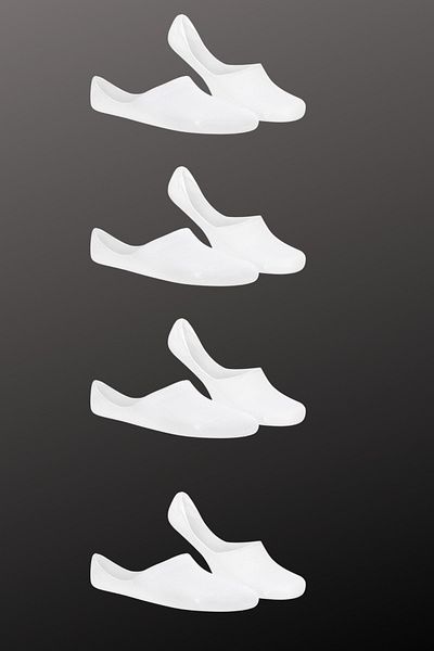socksbox Συσκευασία με 4 ανδρικές λευκές κάλτσες μπαλαρίνας σιλικόνης (χωρίς απογείωση).