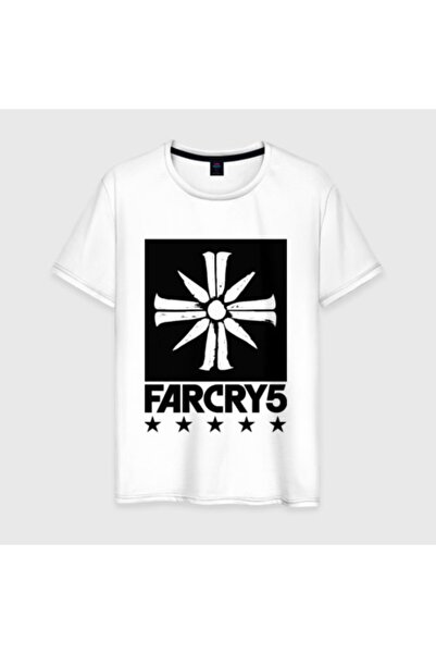 DIGERUI تي شيرت أبيض منقوش بشعار Edens Gate Farcry5