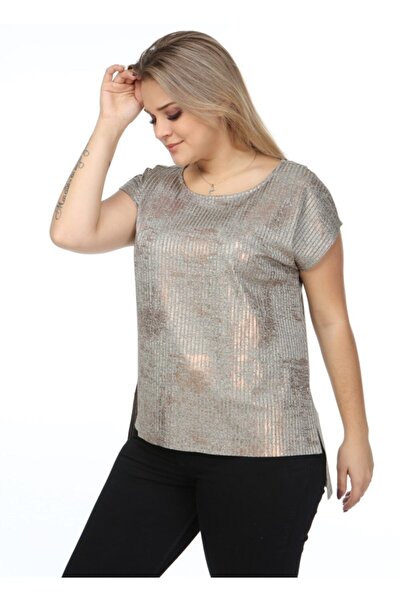 Seamoda Γυναικείο καφέ αμάνικο μπλουζάκι με στάμπα με καφέ