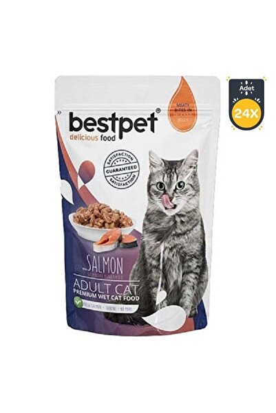 Bestpet Pouch Jelly Somon Balıklı Kedi Yaş Maması 85 Gr 24 Adet