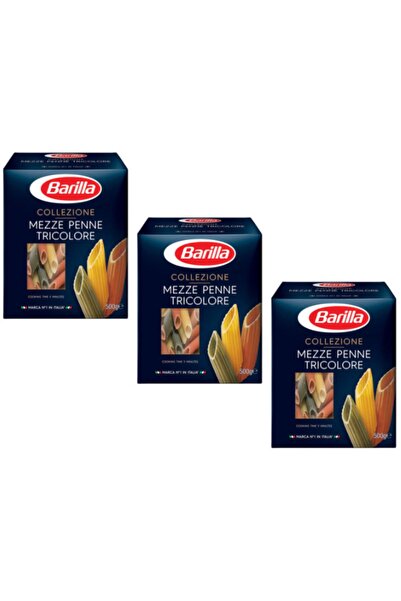 Barilla Mezze Penne Tricolore Makarna 500 Gr. X 3 Adet (sebzeli Makarna)