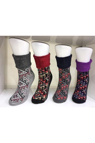 Çoraphane Зимни хавлиени чорапи с шарки Kilim 4 чифта