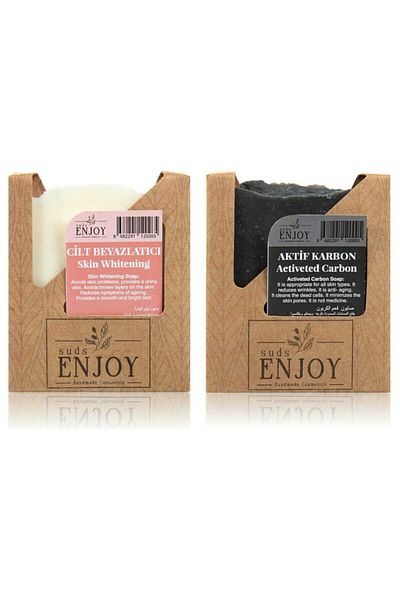 Enjoy Natural Skin Whitening - Activated Carbon Handmade Face, Hair and Body Soap (Pack of two)
