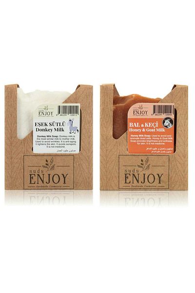 Enjoy Natural Donkey Milk - Honey Goat Milk Handmade Face, Hair and Body Soap (Pack of two)