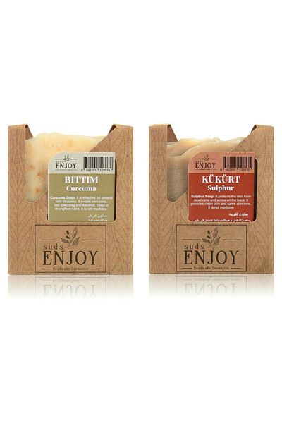 Enjoy Natural Bıttım - Sulfur Handmade Face, Hair and Body Soap (Pack of 2)