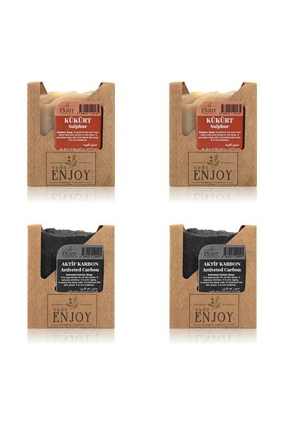 Enjoy Natural Sulfur X2 Activated Carbon Charcoal X2 Hand Face Hair And Body Soap 4 Pack