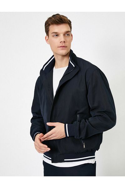 Koton Men's Navy Blue Pocket Detailed Coat 0YAM24356LW