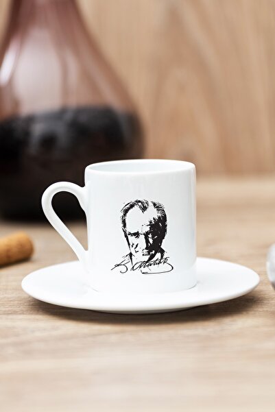 Procity Beyaz Atatürk Siluetli Türk Kahvesi Fincanı
