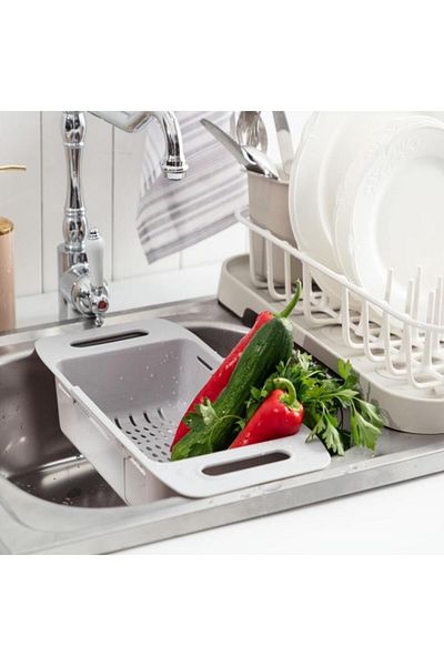 Kitchen Dream Adjustable Plastic Sink Kitchen Strainer with Extension and Shortcut