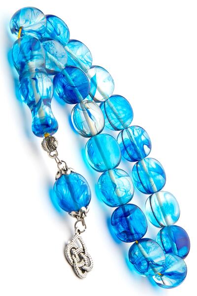 OTTOTESBİH Mărgele de rugăciune pentru bărbați, 14x15 mm, mascota pentru băieți, albastru apă, moară, pulbere, chihlimbar, tesbih Efe