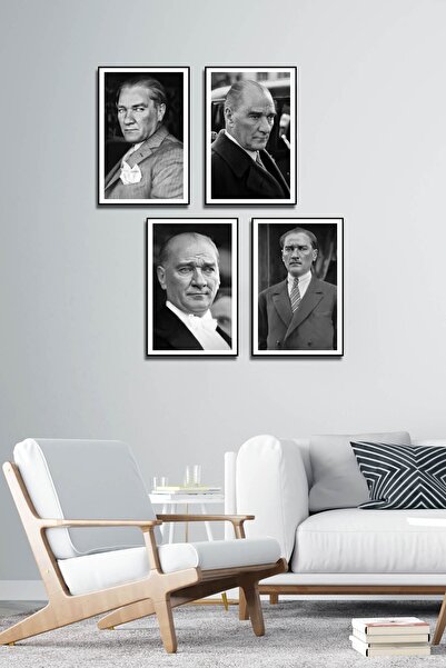 Dijital360 Mustafa Kemal Atatürk Siyah - Beyaz Fotoğraflar Çerçeve Görünümlü ...