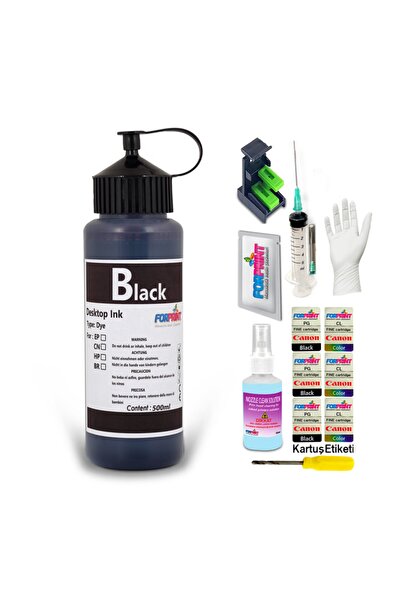 FORPRİNT Canon Uyumlu Bitmeyen Kartuş Mürekkebi 500 Ml Siyah