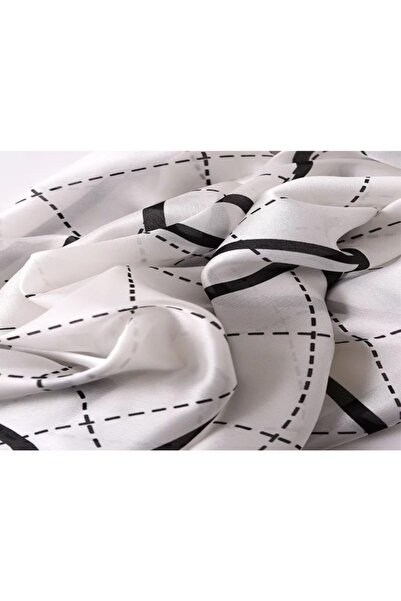 QUEEN AKSESUAR Πολυτελής μόδα Μαύρο Λευκό Γκρι Καμέλια Μεταξωτό Φουλάρι Σάλι Κασκόλ