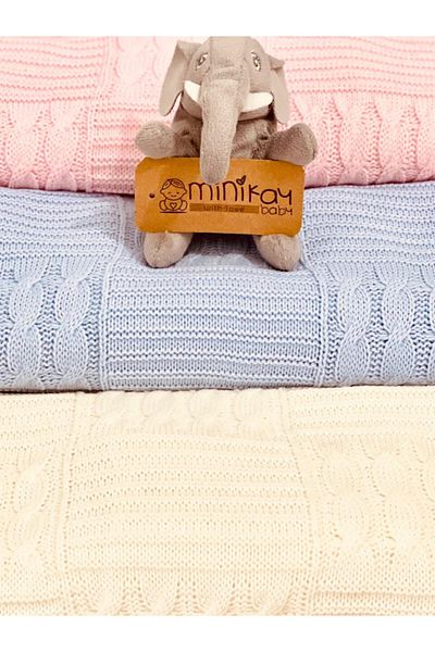 minik ay Newborn Knitwear Braided Checkerboard Pattern Blanket