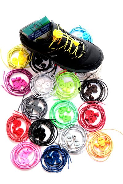 LUCKY 100cm White Elastic Shoe Laces with Smart Device