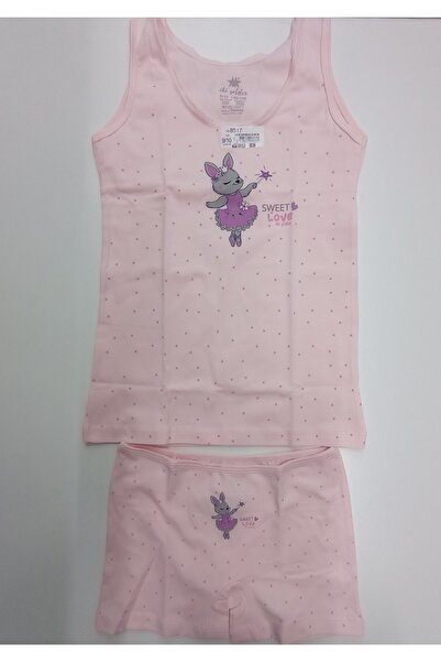 İki Yıldız طقم بوكسر داخلي قطني وردي اللون للفتيات