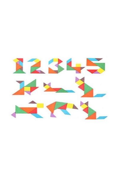Akropolis 7 Parça Eğitici Renkli Ahşap Orta Boy Tangram Akıl Zeka Mantık Ve Strateji Oyunu