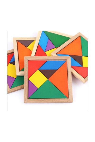 Akropolis 7 Parça Eğitici Renkli Ahşap Orta Boy Tangram Akıl Zeka Mantık Ve Strateji Oyunu