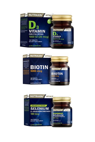 Nutraxin 5000McgBiotinTabletwithSeleniumand Vitamin D3 - Pack of 30 and 120 Tablets