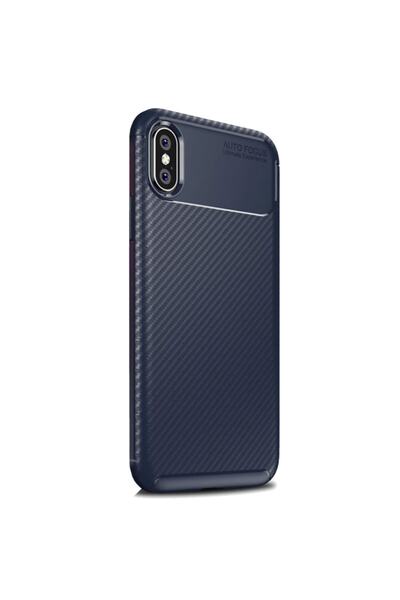 Smart Tech Apple Iphone Xs Max Karbon Desenli Negro Silikon Kılıf Lacivert