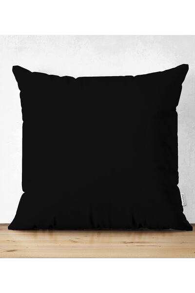 Realhomes Double Sided Plain Black Color Digital Printed Suede Pillow Throw P...