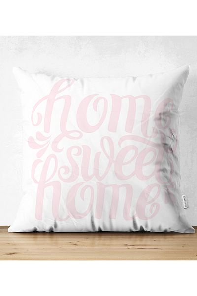 Realhomes Pudra Home Sweet Home Digital Printed Double Sided Suede Throw Pillow Cover