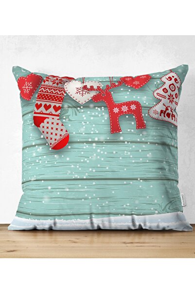 Realhomes Çift Taraflı Yeşil Zeminde Yılbaşı Konsepti Desenli Dekoratif Süet ...