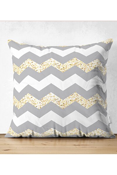 Realhomes Față dublă Gri Gold Leaf Line Motif Camera Copiilor Husă de pernă din piele întoarsă
