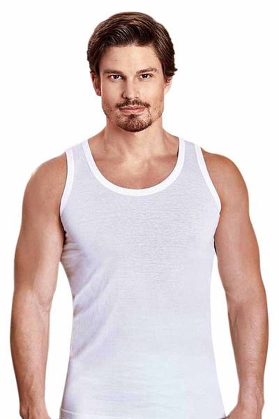 Berrak Men's White Thick Strap Tank Top