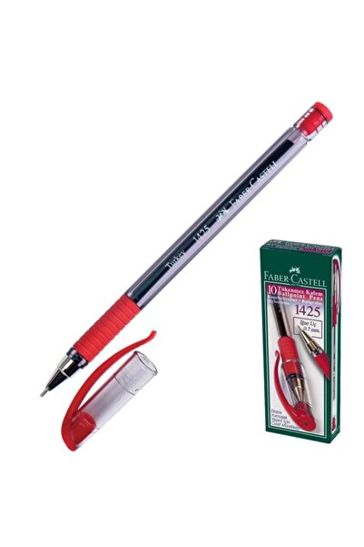 Faber Castell 1425 Kırmızı Tükenmez Kalem 10'lu 0.7mm Iğne Uç