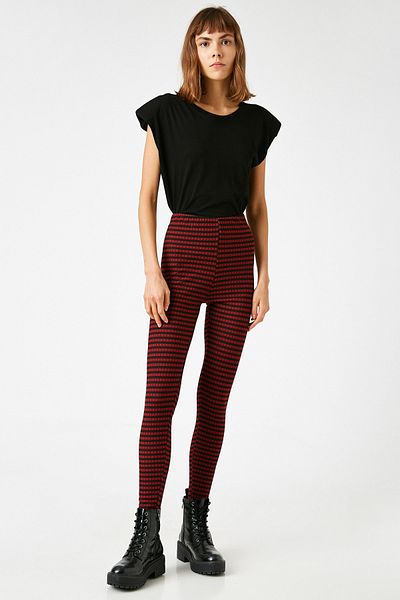 Koton Leggings negri în carouri de damă 9KAL41045JK