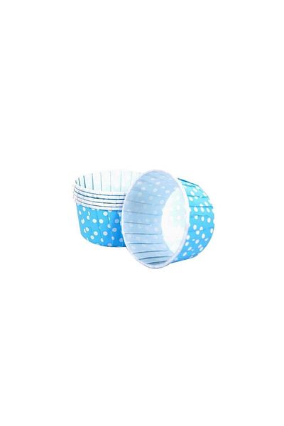 Pasta Store Paper Muffin Cake Capsule Blue Polka Dot 50 Pack No:3