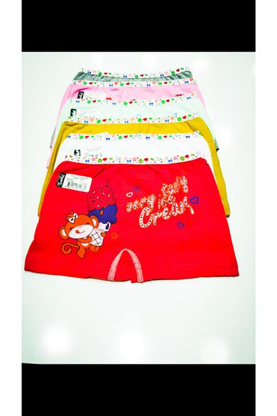 Tutku Girls' Elastane Printed Shorts, Pack of 6 in Assorted Colors