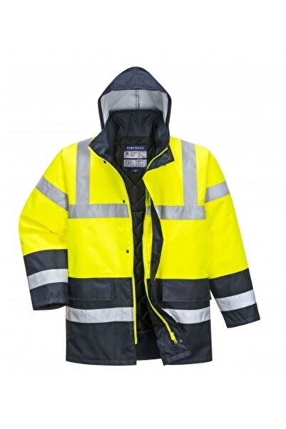 PORTWEST سترة مرورية صفراء مزدوجة اللون للرجال